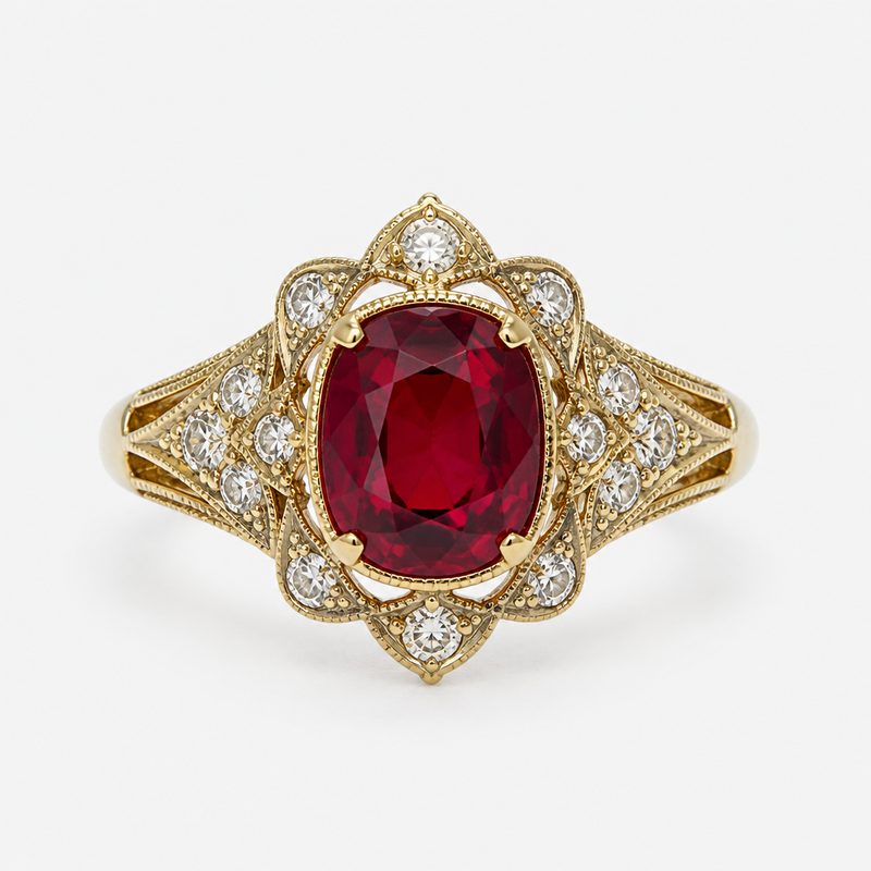 Burmese ruby cocktail ring